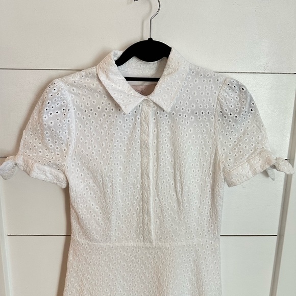 GAL MEETS GLAM 4 Judith white eyelet 100% cotton cottagecore side zip midi dress - Picture 4 of 16